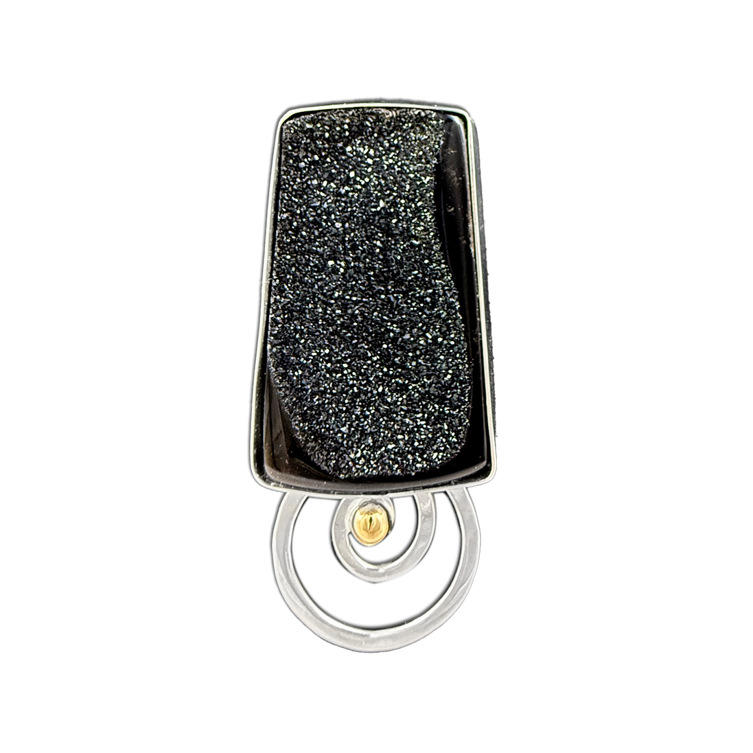Druzy Quartz and Spiral Pin/Pendant - Sterling / 14K bead