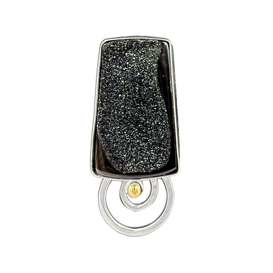Druzy Quartz and Spiral Pin/Pendant - Sterling / 14K bead
