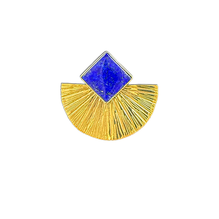 Lapis Lazuli Fan Necklace: 14k Gold