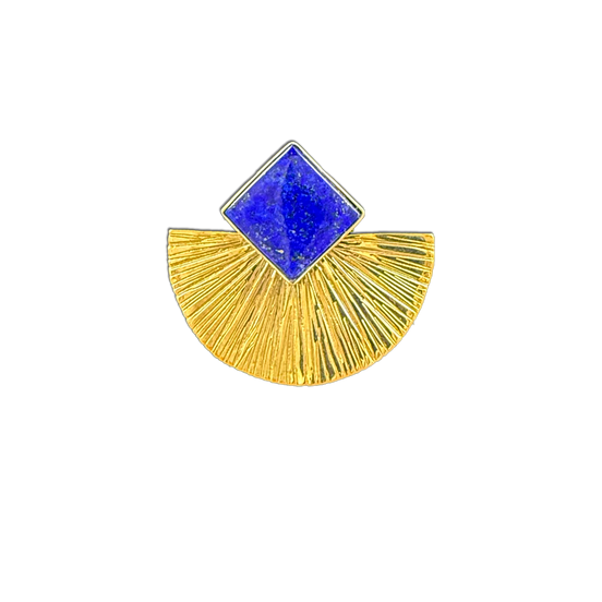 Lapis Lazuli Fan Necklace: 14k Gold