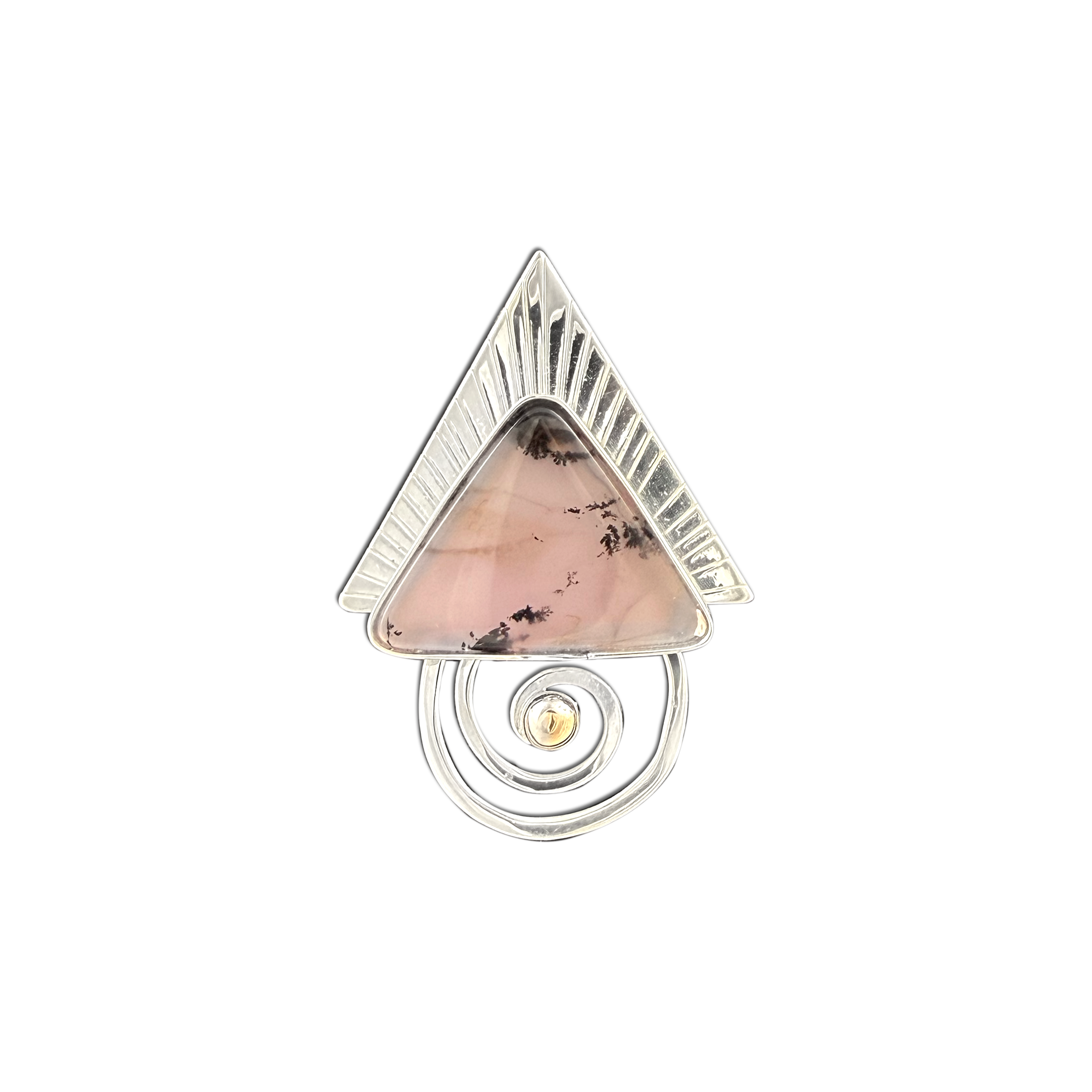 Lavender Agate Spiral Pin or Pendant in Sterling with a solid 14K ball