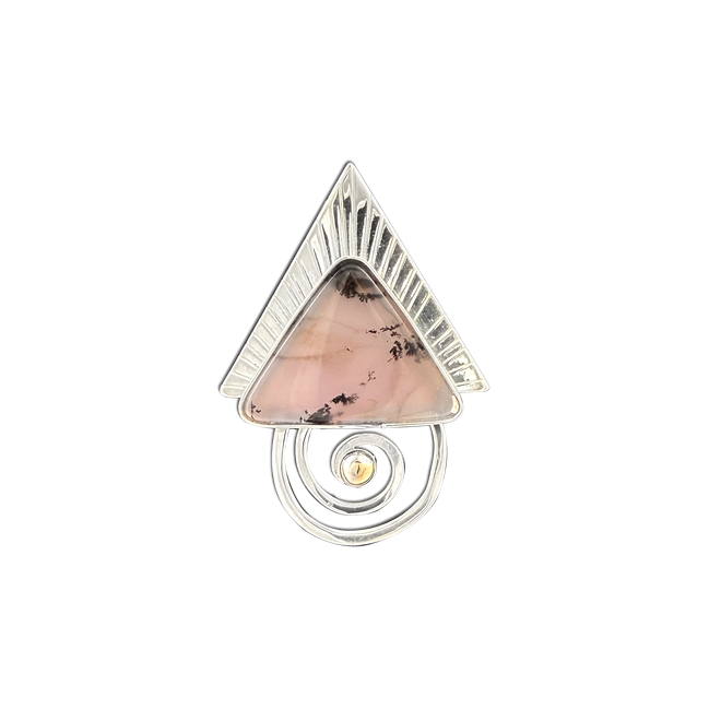Lavender Agate Spiral Pin or Pendant in Sterling with a solid 14K ball