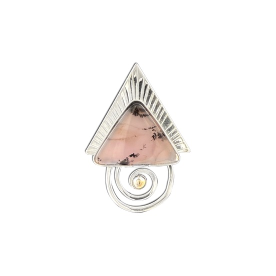 Lavender Agate Spiral Pin/Pendant - SS/14K