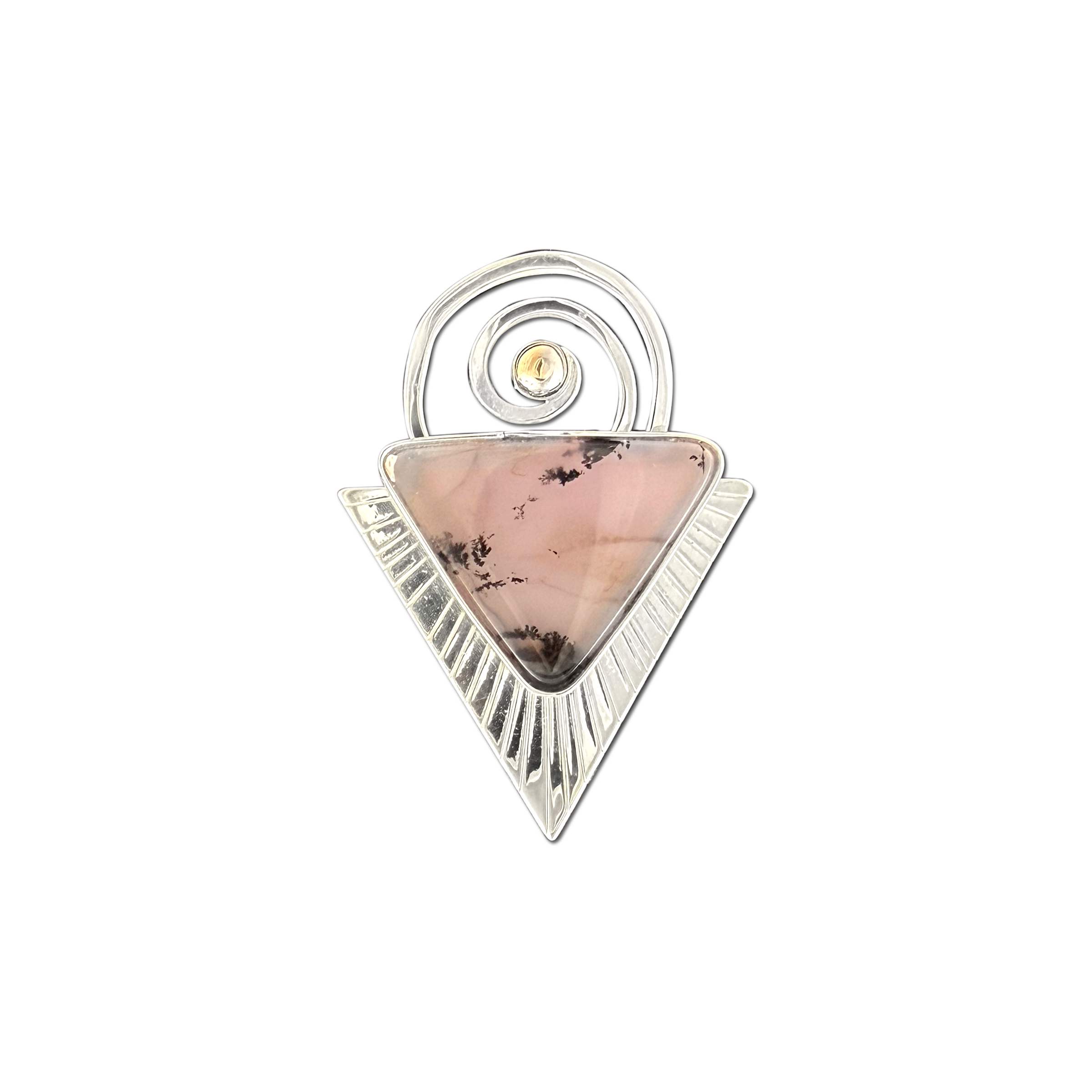 Lavender Agate Spiral Pin or Pendant in Sterling with a solid 14K ball
