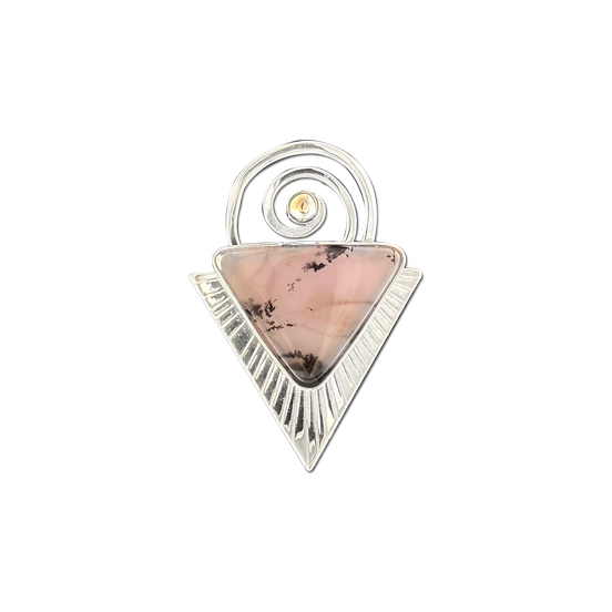 Lavender Agate Spiral Pin or Pendant in Sterling with a solid 14K ball