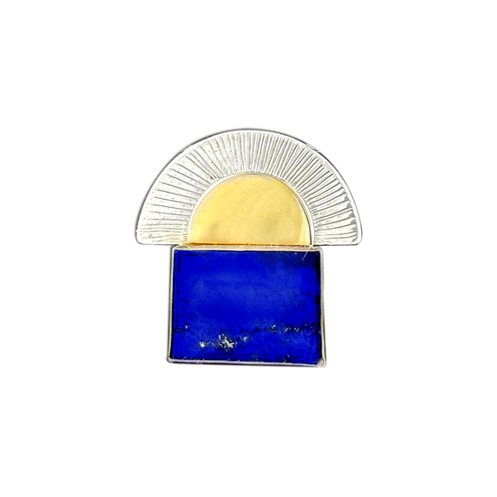 Lapis Lazuli Sunrise Necklace: SS/14k Gold