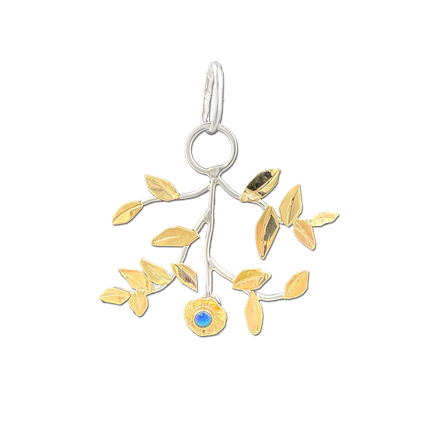 Flower w/ Opal Triplet and Branches Necklace: 14K/Sterling