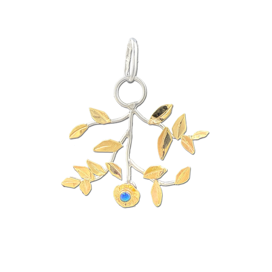 Flower w/ Opal Triplet and Branches Necklace: 14K/Sterling