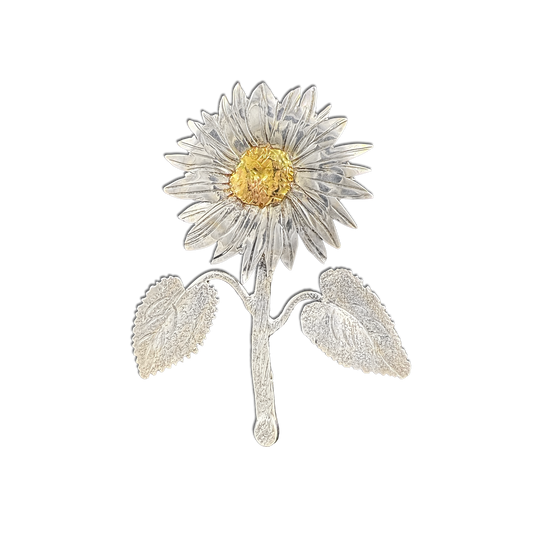 Sunflower Pin/Pendant: Sterling/14K