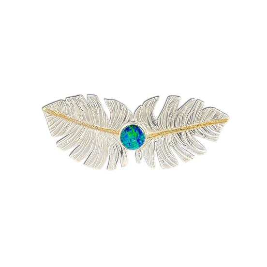 Monstera Neckslide: SS/14K + Opal Mosaic Triplet