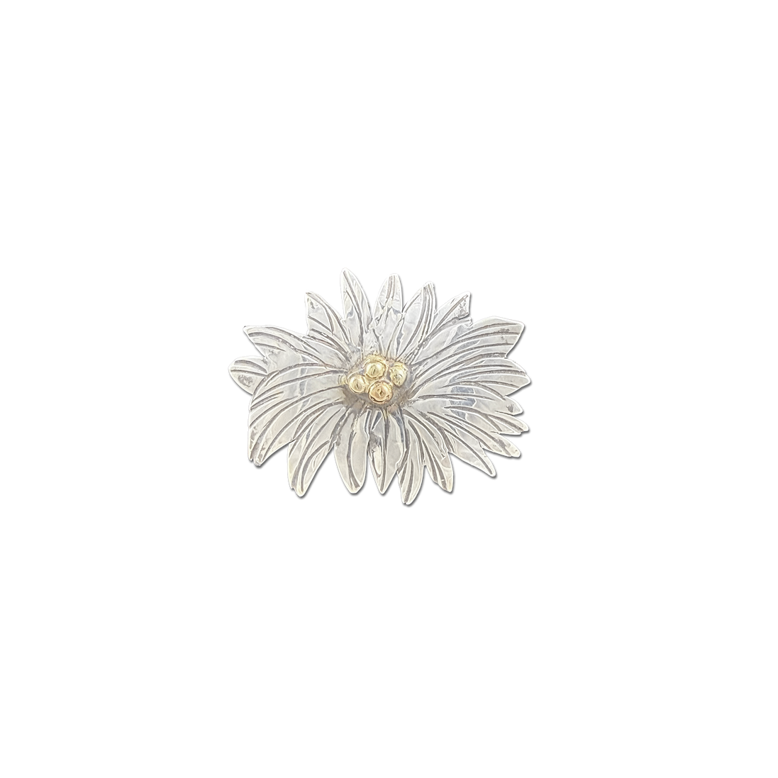 Oval Flower Pin/Pendant: Sterling/14k Center