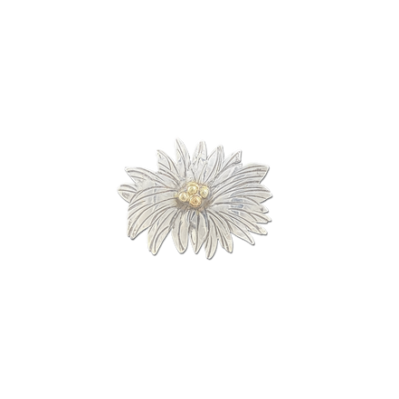 Oval Flower Pin/Pendant: Sterling/14k Center