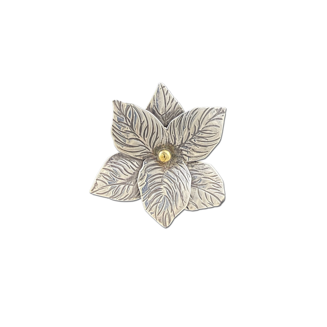 Flower Pin/Pendant: Sterling/14k Center