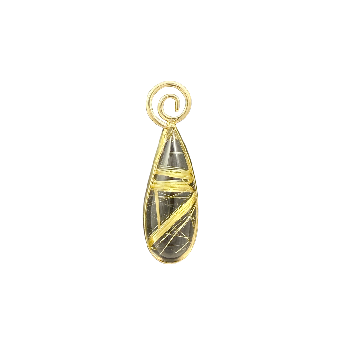Spiral and Rutilated Quartz Necklace:  - 14K