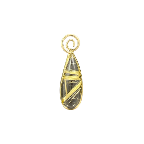 Spiral and Rutilated Quartz Necklace:  - 14K