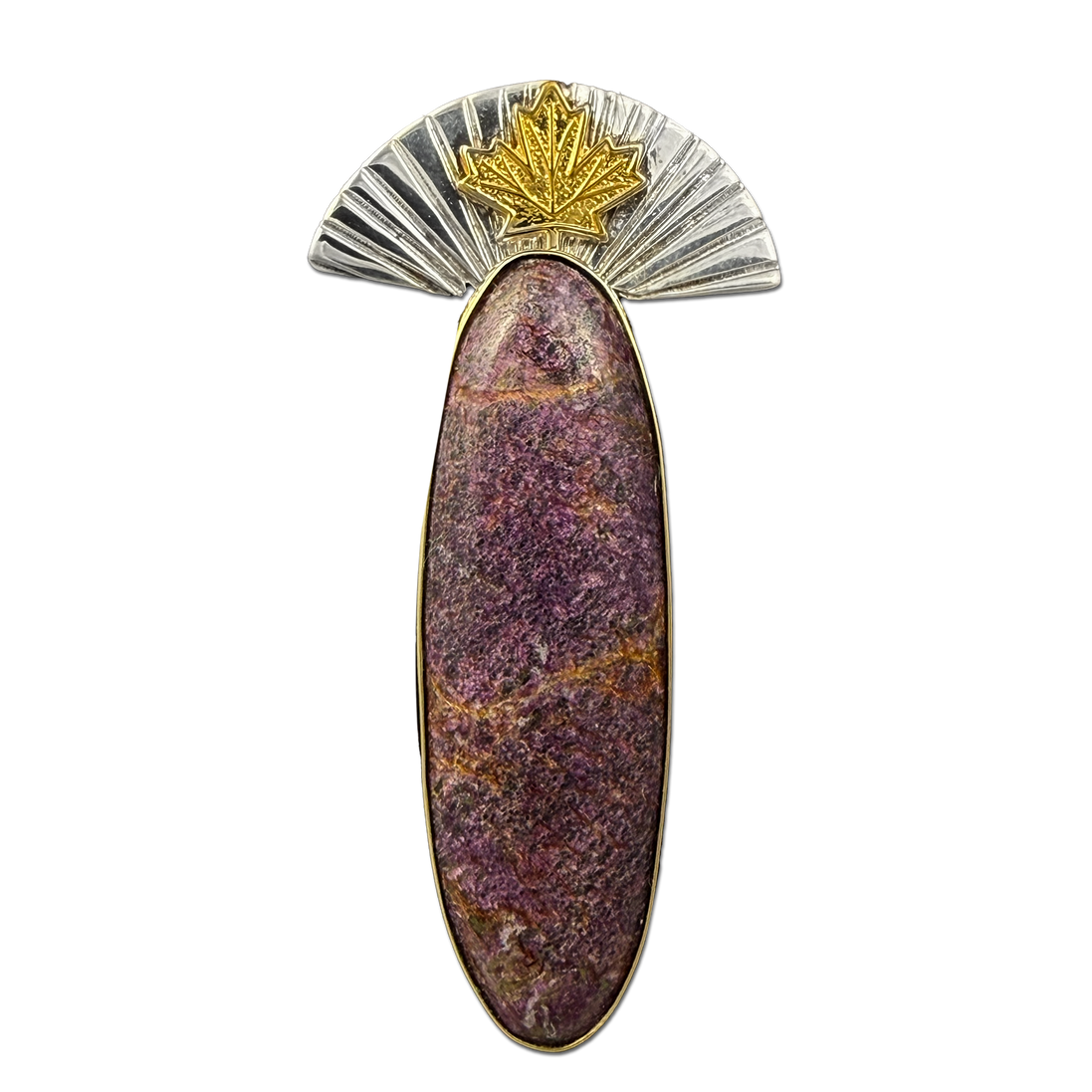 Sugilite with Maple Leaf Pin/Pendant - SS/B/14k