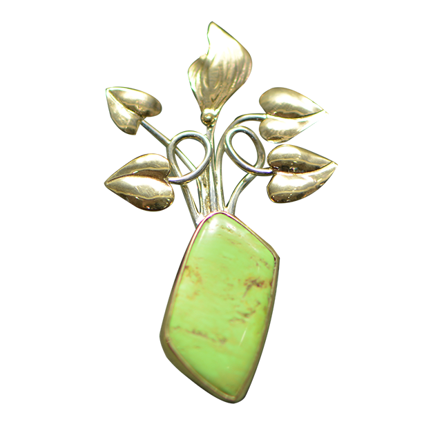 Gaspeite Pin/Pendant - 14K/SS