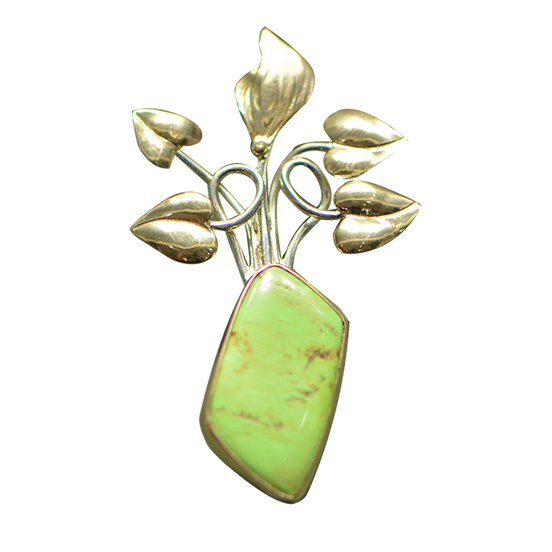Gaspeite Pin/Pendant - 14K/SS