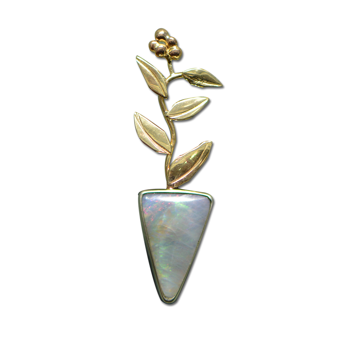 Plant Pin/Pendant - 14K/SS bezel - Australian Opal