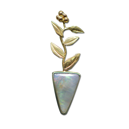 Plant Pin/Pendant - 14K/SS bezel - Australian Opal