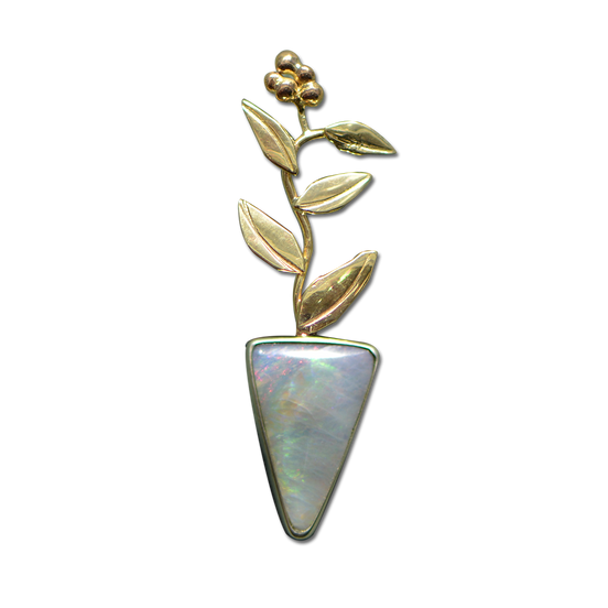 Plant Pin/Pendant - 14K/SS bezel - Australian Opal