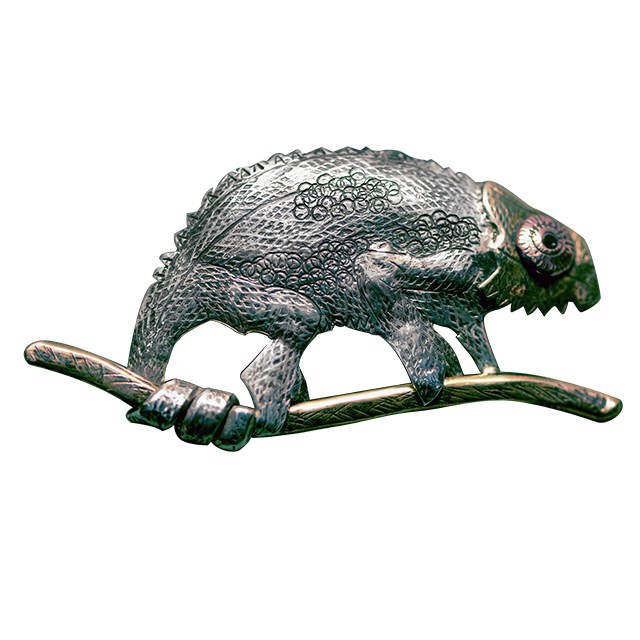 Original Pin/Pendant: Sterling/Brass/Copper - Chameleon