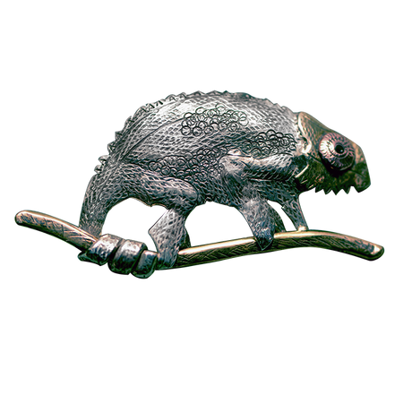 Original Pin/Pendant: Sterling/Brass/Copper - Chameleon