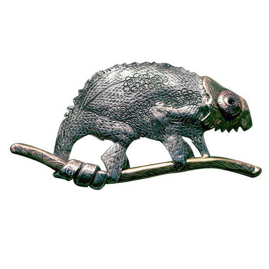 Original Pin/Pendant: Sterling/Brass/Copper - Chameleon