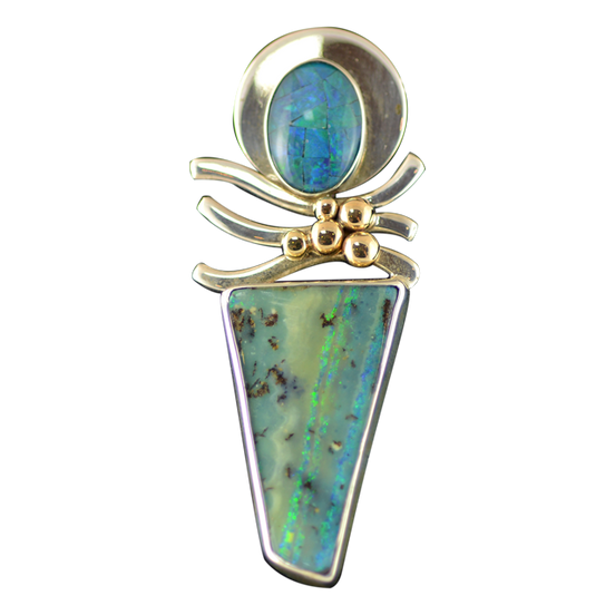 Boulder Opal/Opal Mosaic Pin/Pendant - SS/14K