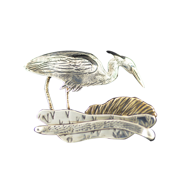 Original Pin/Pendant Heron - SS/Brass