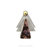 Cascading Triangles with Moss Agate Pin or Pendant