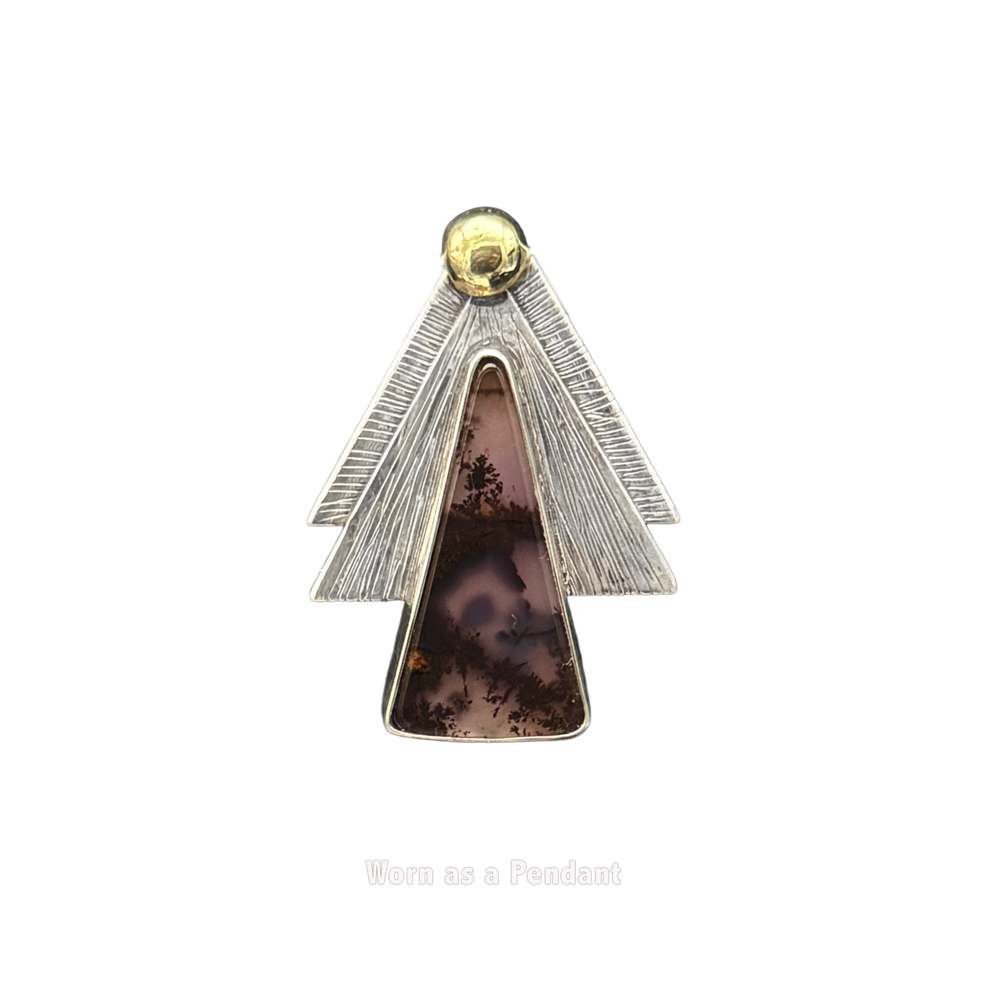 Cascading Triangles with Moss Agate Pin or Pendant