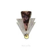 Cascading Triangles with Moss Agate Pin or Pendant