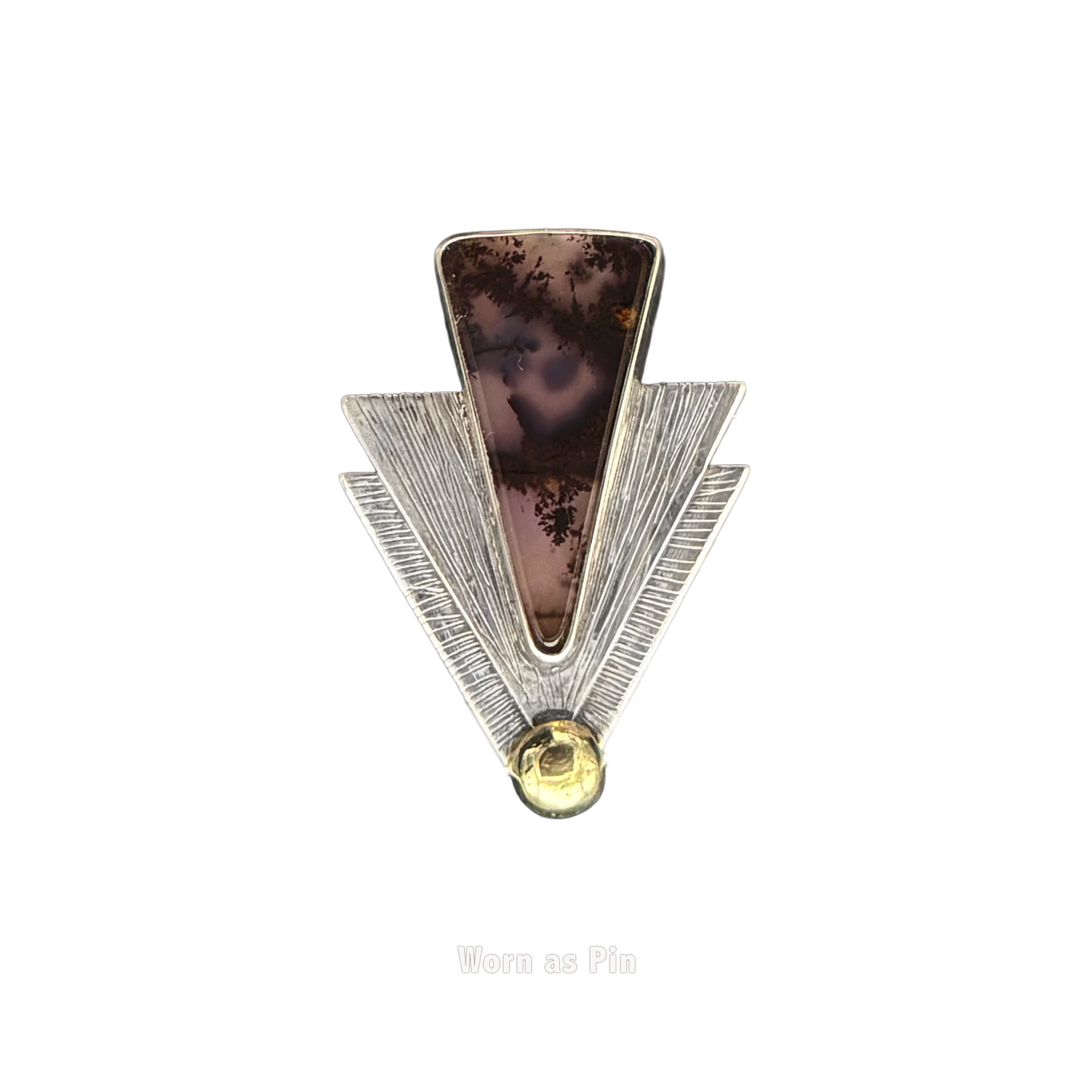 Cascading Triangles with Moss Agate Pin or Pendant