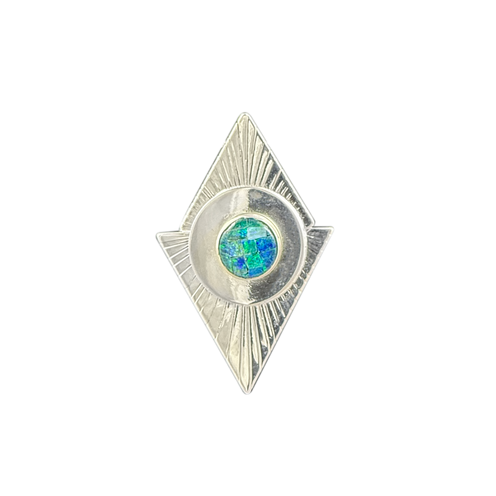 Radiant Triangles with Opal Mosaic Pin or Pendant