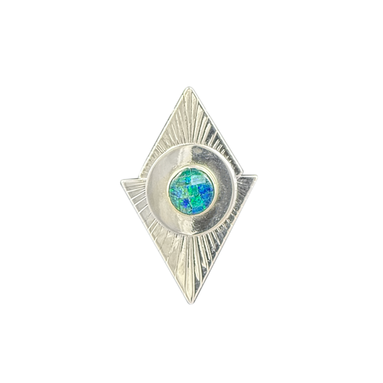 Radiant Triangles with Opal Mosaic Pin or Pendant