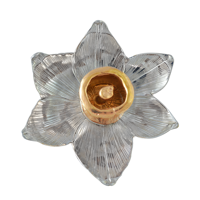 Daffodil Pin/Pendant: 2.5" - SS/14k Rose Gold Plate