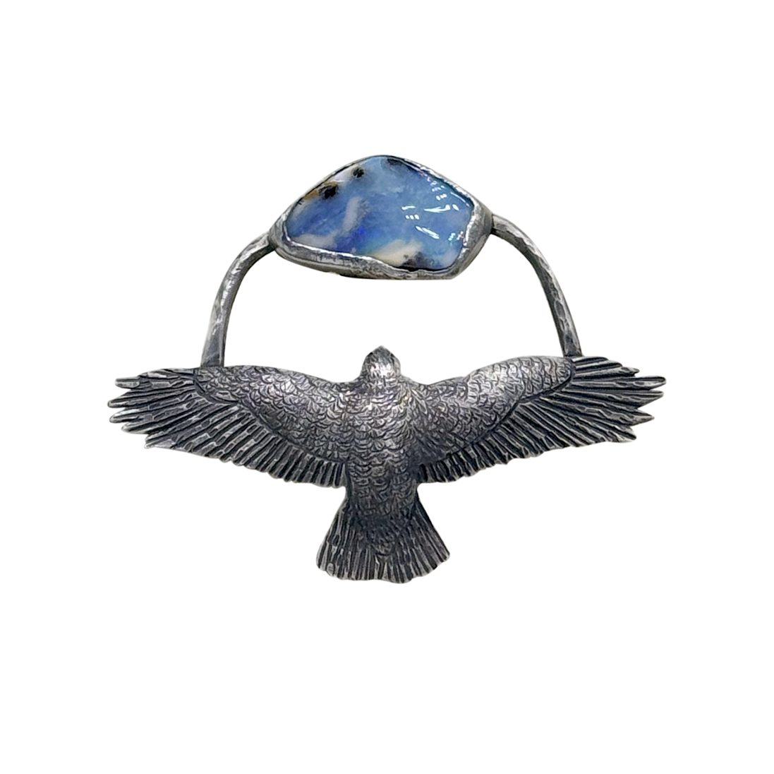 Red-Tail Hawk w/ Boulder Opal Pin/Pendant