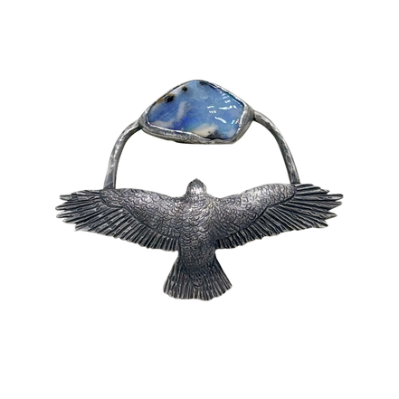 Red-Tail Hawk w/ Boulder Opal Pin/Pendant