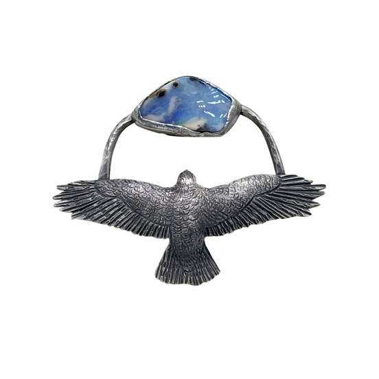 Red-Tail Hawk w/ Boulder Opal Pin/Pendant