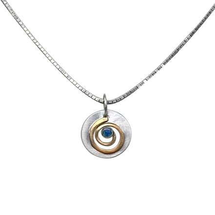 Spiral in Hoop Necklace with Opal Triplet