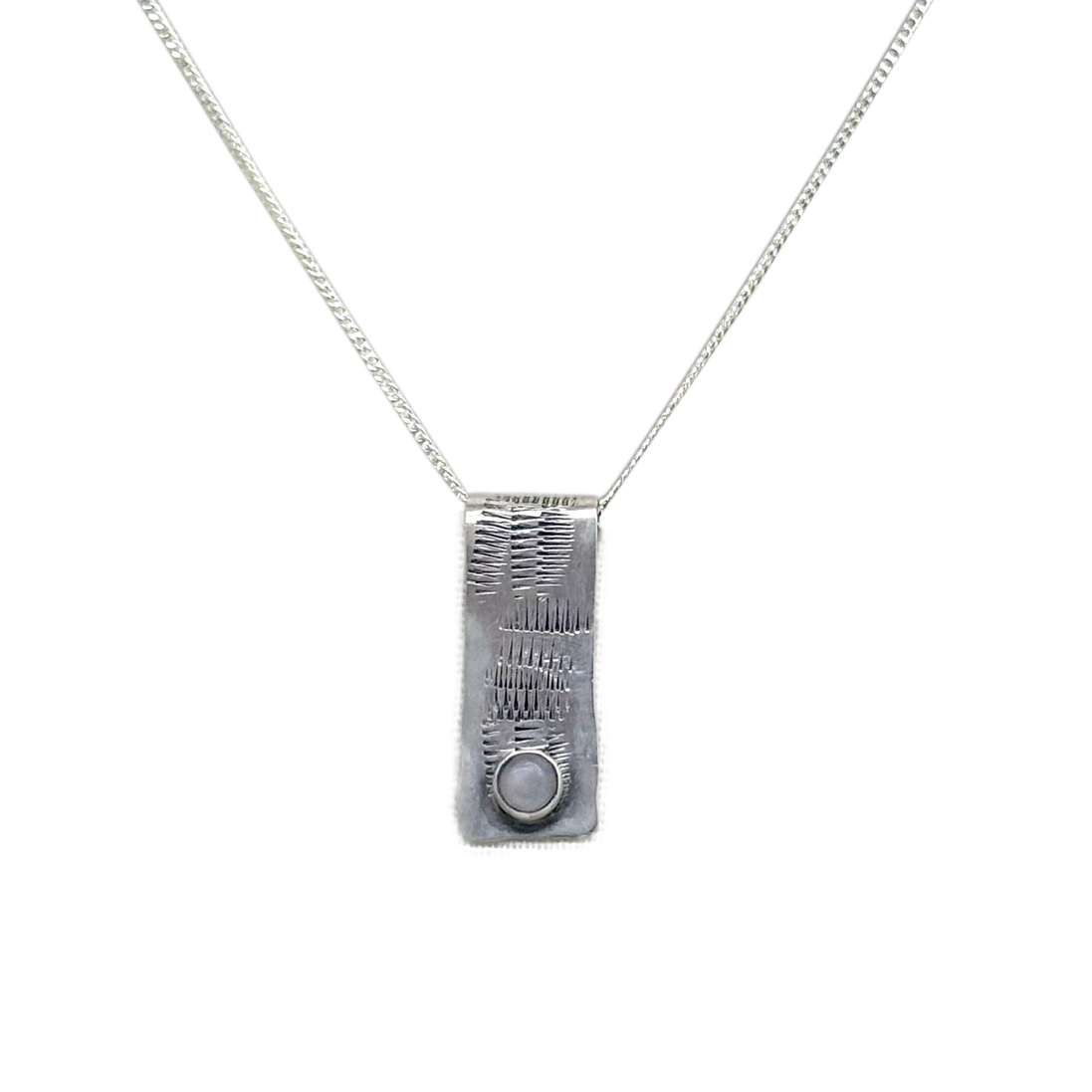 Abstract Rectangle Necklace in Sterling with Moonstone