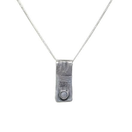 Abstract Rectangle Necklace in Sterling with Moonstone