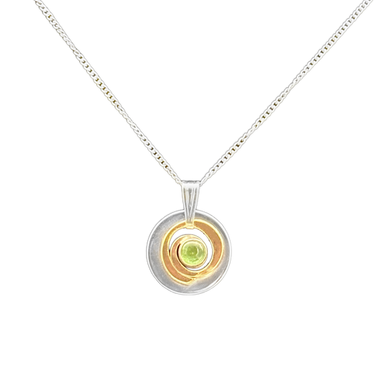 Spiral in Hoop Necklace with Peridot
