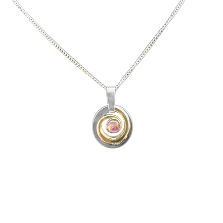 Spiral in Hoop Necklace with Rose Quartz