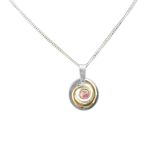 Spiral in Hoop Necklace with Rose Quartz