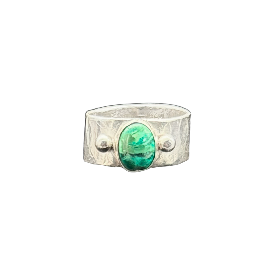Oval Malachite Hammered Ring Size
