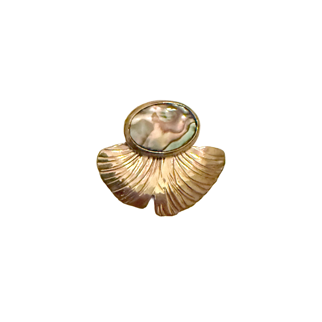 Gingko Necklace with Paua Shell Cabochon