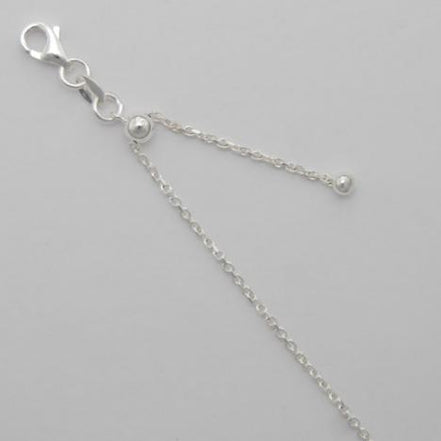 Adjustable to 22" Diamond Cut Cable Chain: Sterling Silver