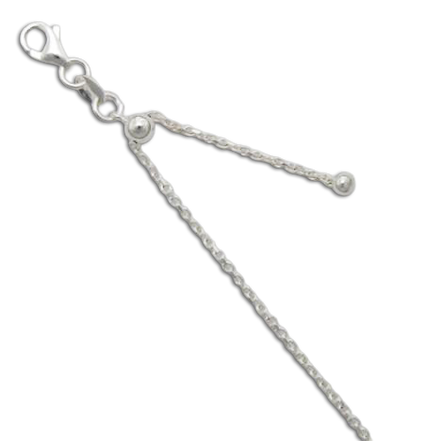 Adjustable to 22" Diamond Cut Cable Chain: Sterling Silver
